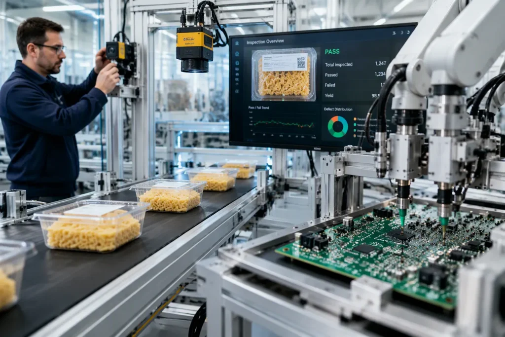 Assemblaggio PCBA con Visione Artificiale AI per Ispezione di Imballaggi e Alimenti