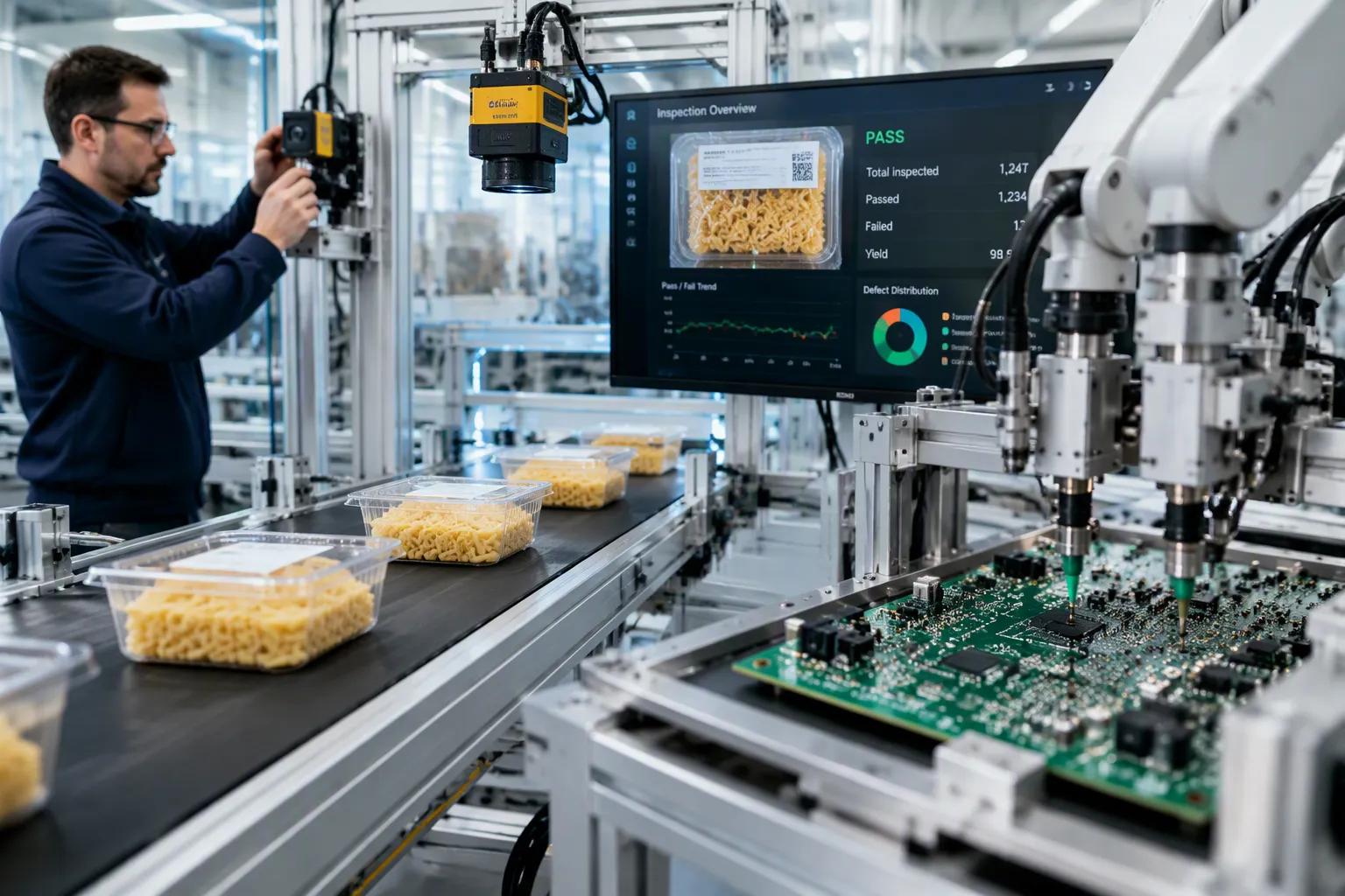 Assemblaggio PCBA con Visione Artificiale AI per Ispezione di Imballaggi e Alimenti
