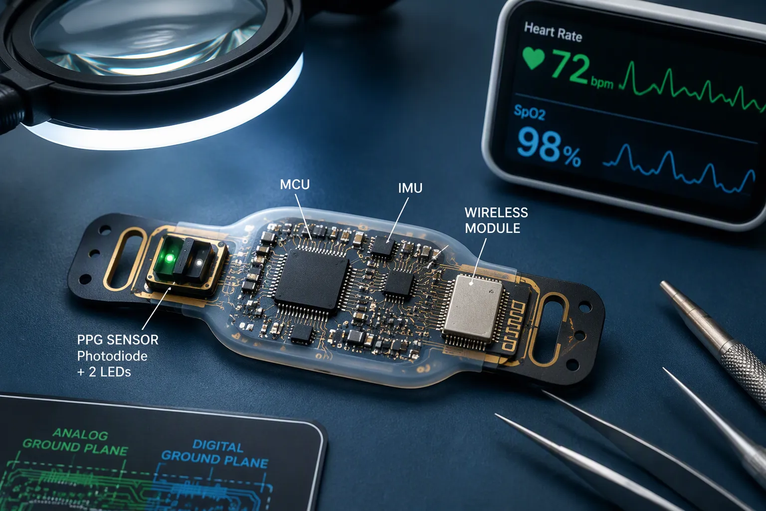 AI Wearable Health Sensor PCBA Assembly for Compact Medical Devices